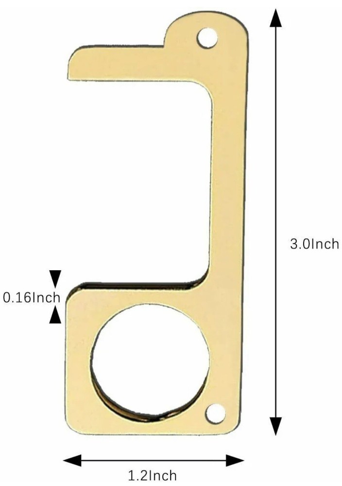 Door Opener Tool Brass Metal Hook Keychain No Touch Touchless Avoid Germs 4 Pc