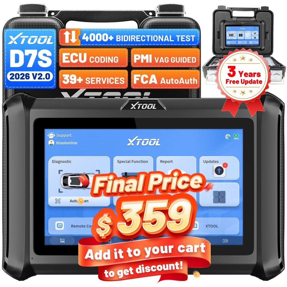 2026 XTOOL D7S V2.0 OBD2 Scanner Bidirectional ECU Coding Key Programming Tool