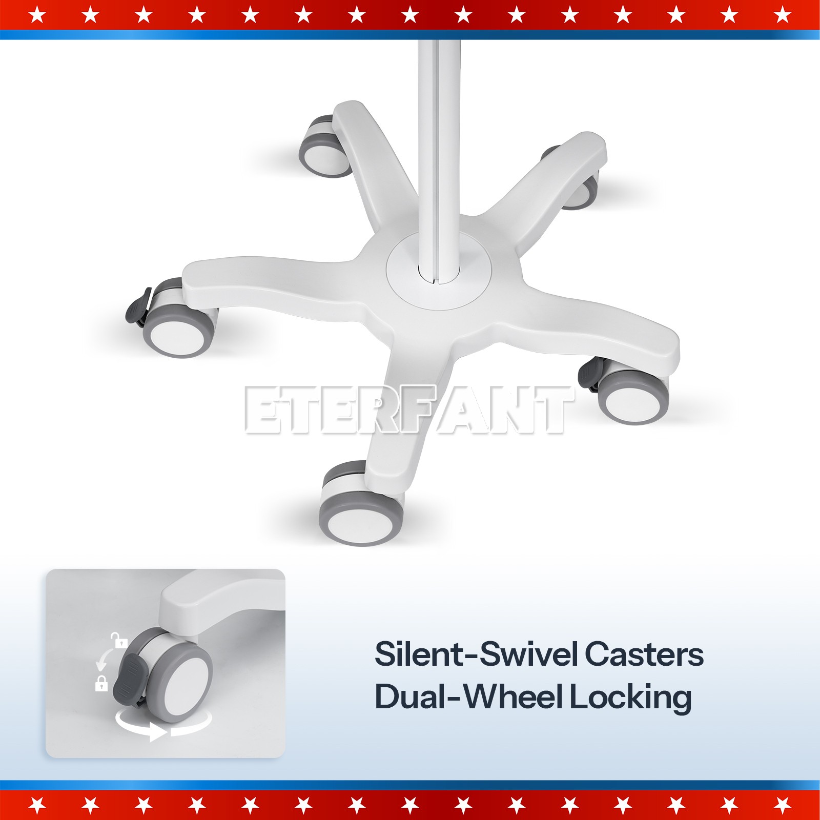 Medical Mobile Rolling Cart for Ultrasound Imaging Scanner/Patient Monitor US