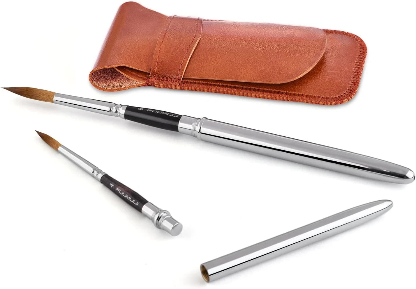 Sable Travel Watercolor Brushes, 4Pcs Kolinsky Sable Watercolor Travel Brushes