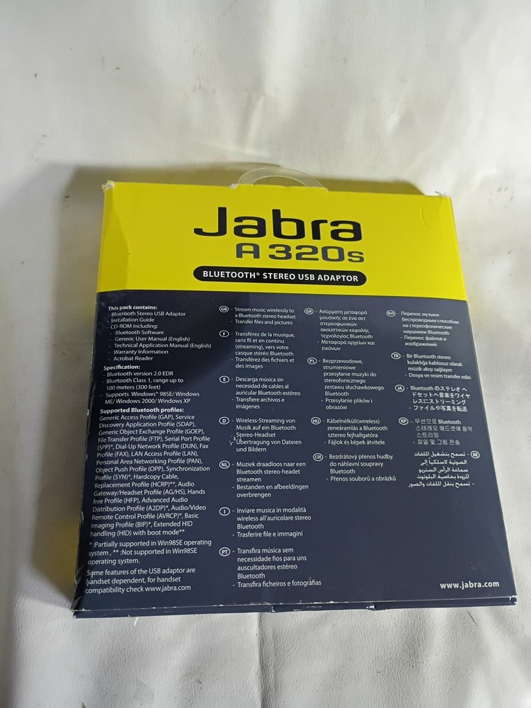 Jabra A320s USB Bluetooth Adapter Class 1 - Open Box, Complete, Box Wear
