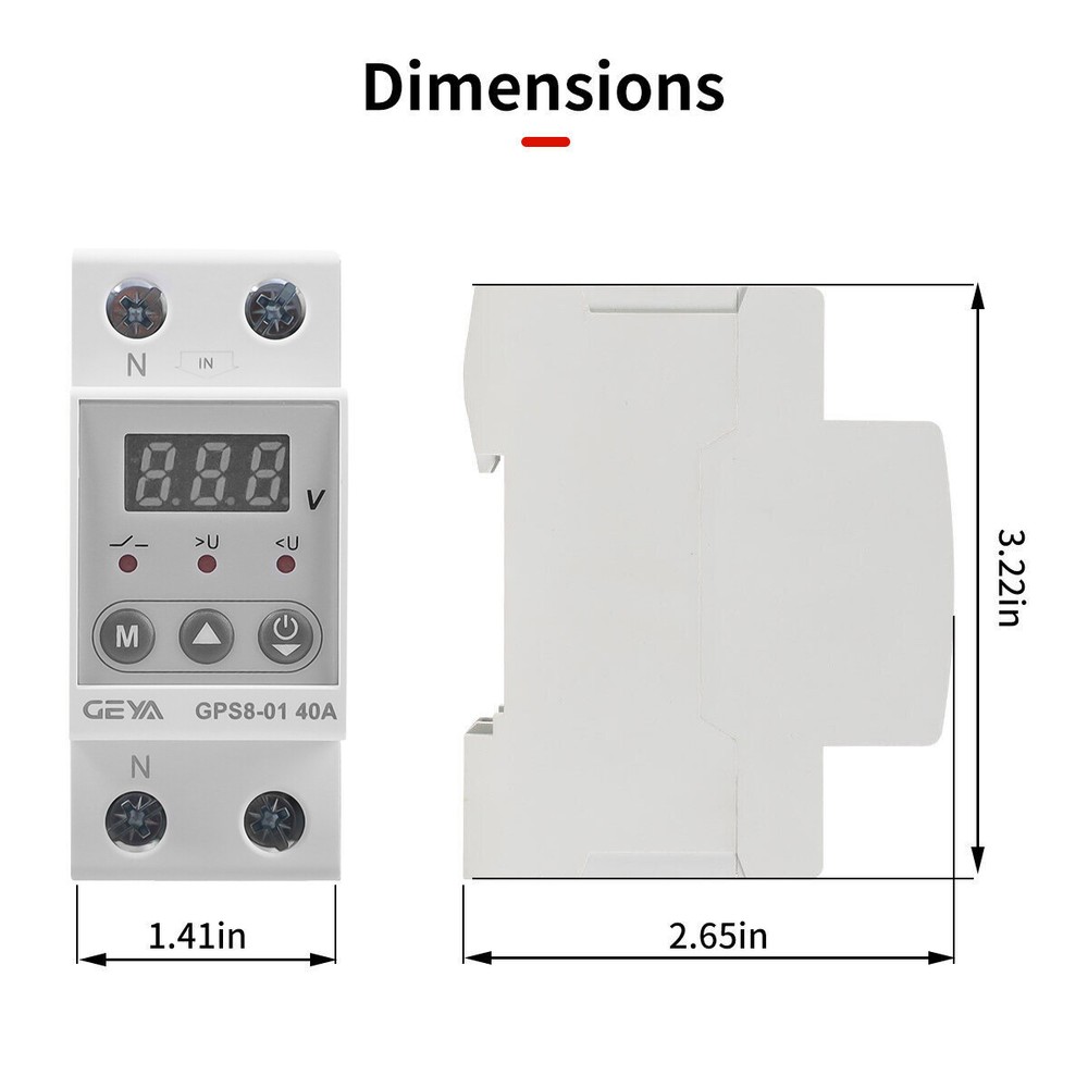 GEYA Over Current Protector Over&Under voltage Protective Device 2Pole 40A 63A