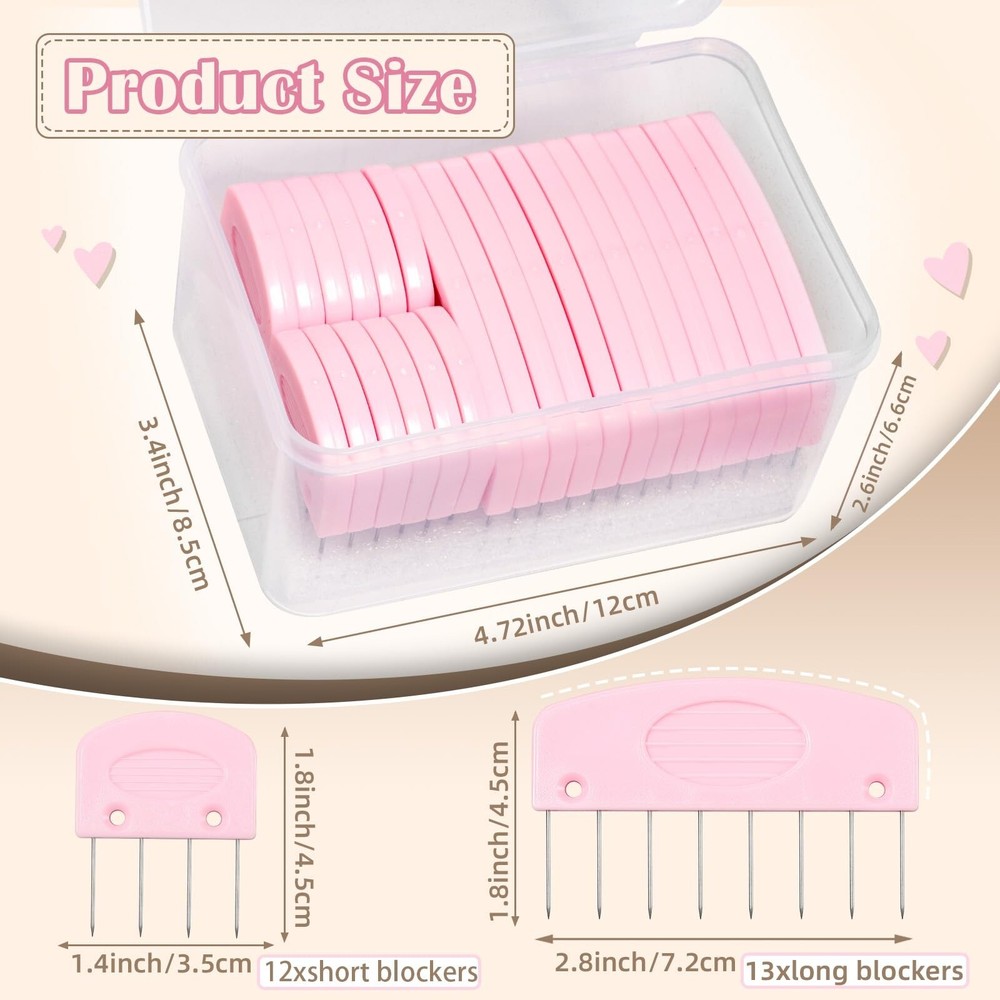 Knit Blocking Pins Kit, 25 Pcs Pink Color Knit Blocking Combs, Knit Blocking ...