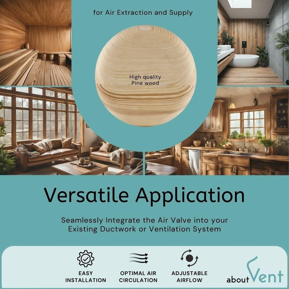 ABOUT VENT 4 inch Wooden Adjustable Vent Cover Round Ventilation Diffuser fo...
