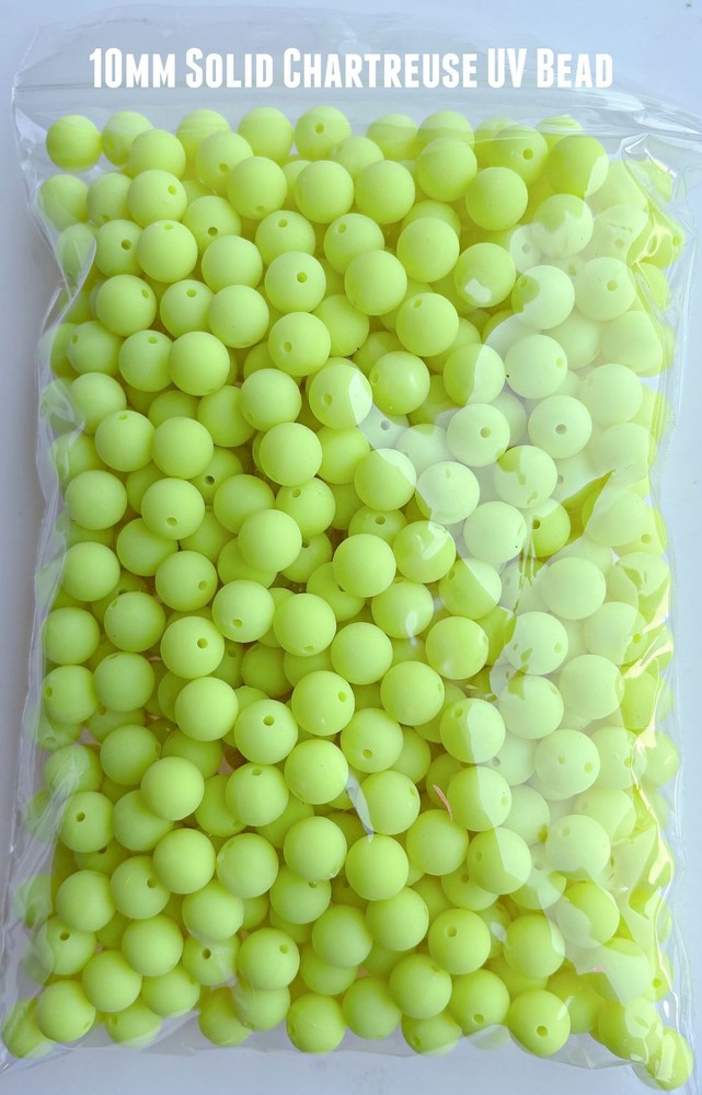 Pkg of 500 each  Solid Chartreuse UV 10mm Plastic Round Beads