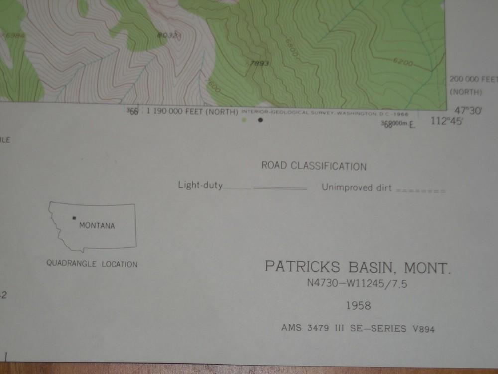 USGS Topo Map -7.5 minute series - Patrick's Basin Quadrangle