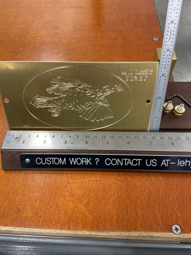 WILD TURKEY SOLID BRASS MASTER ENGRAVING PLATE FOR NEW HERMES FONT TRAY