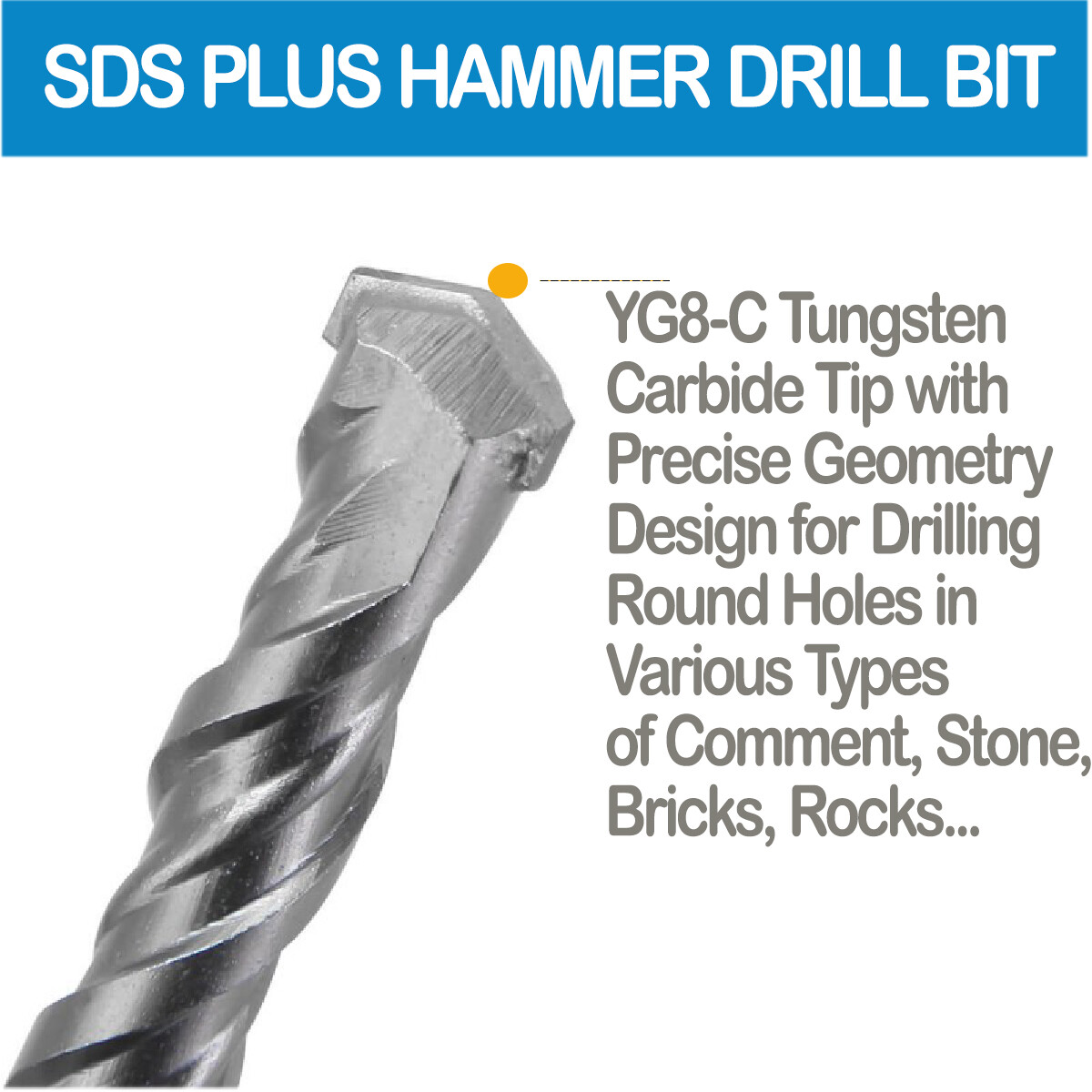 SDS Plus Carbide Tip Rotary Hammer Drill Bit Set for Concrete, 60pcs