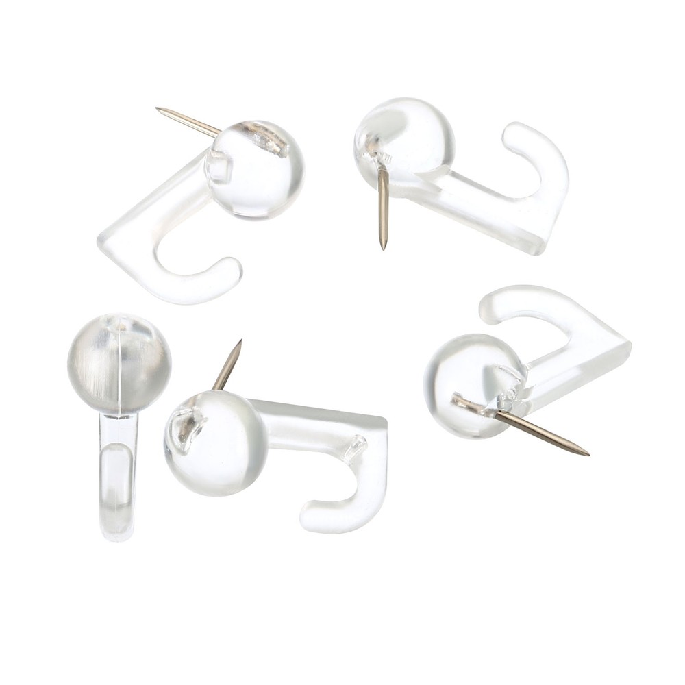 120Pcs Push Pin Hook, Plastic Thumb Tacks with Hook, Transparent