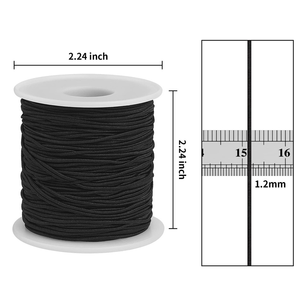 Elastic String for Bracelets Making - Cuttte 2 Rolls 1.2MM, Black and White