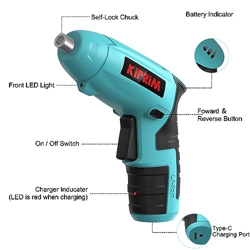 Small 4V Electric Screwdriver, ES3 Cordless Screwdriver Tool with Blue