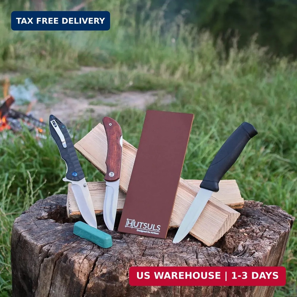 Hutsuls Brown Leather Strop with Compound - Get Razor-Sharp Edges with Stropping