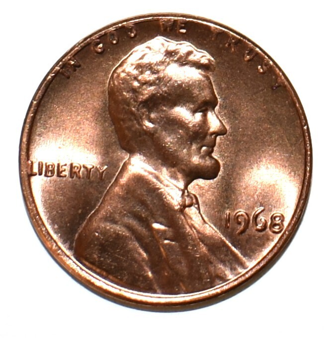 1968 Penny Error No Mint Mark P Red High Mint State Rim Collar DD Errors