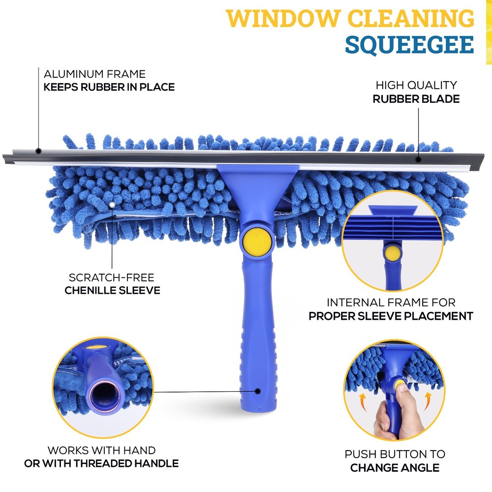 2 in 1 Squeegee Window Cleaning Tool with 60" Extension Pole