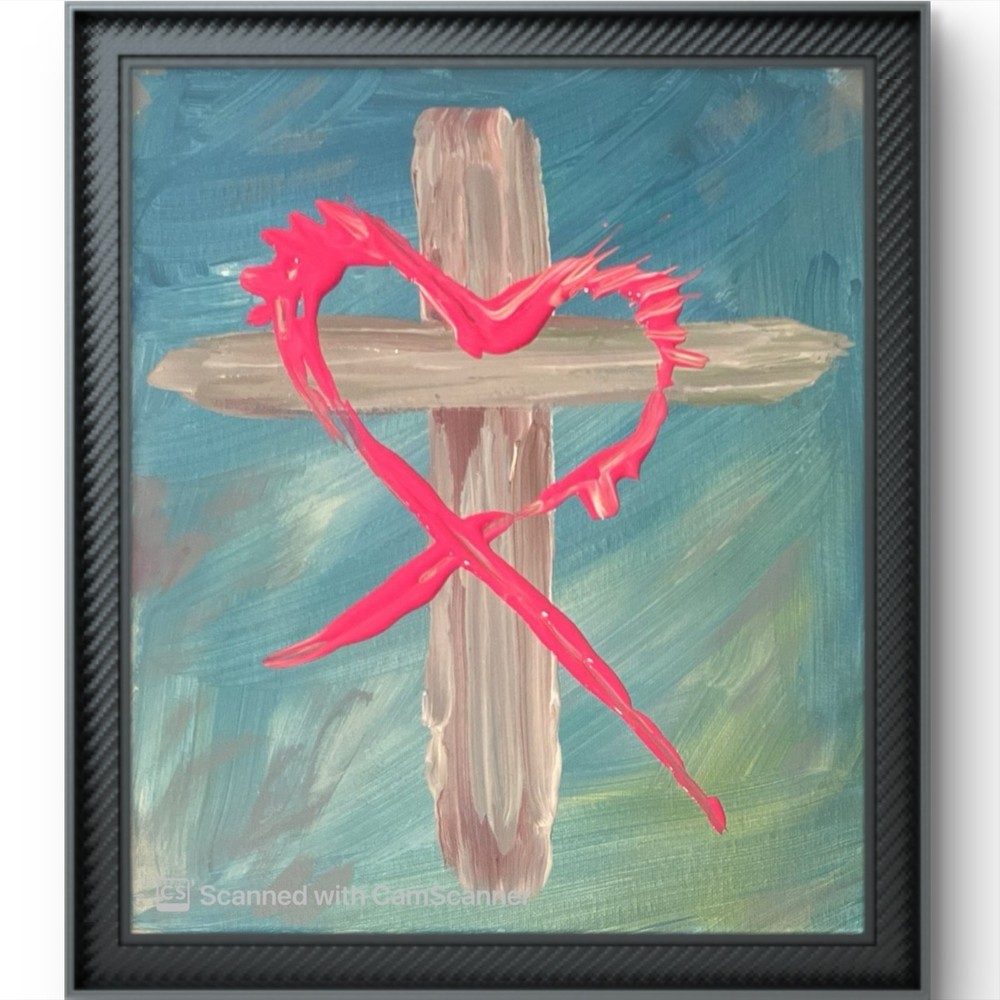 BLESSED#1226 Cross Easter 11x14 Original Canvas Abstract Art