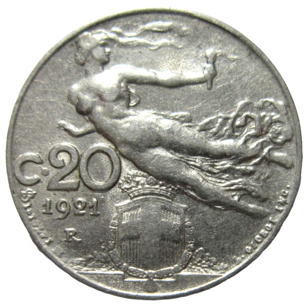 ITALY. 20 CENTESIMI, 1921 R.