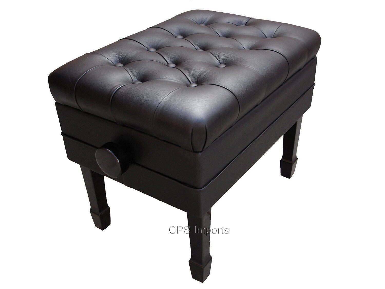 GENUINE LEATHER  ADJUSTABLE PIANO BENCH/STOOL- EBONY OPENED ITEM