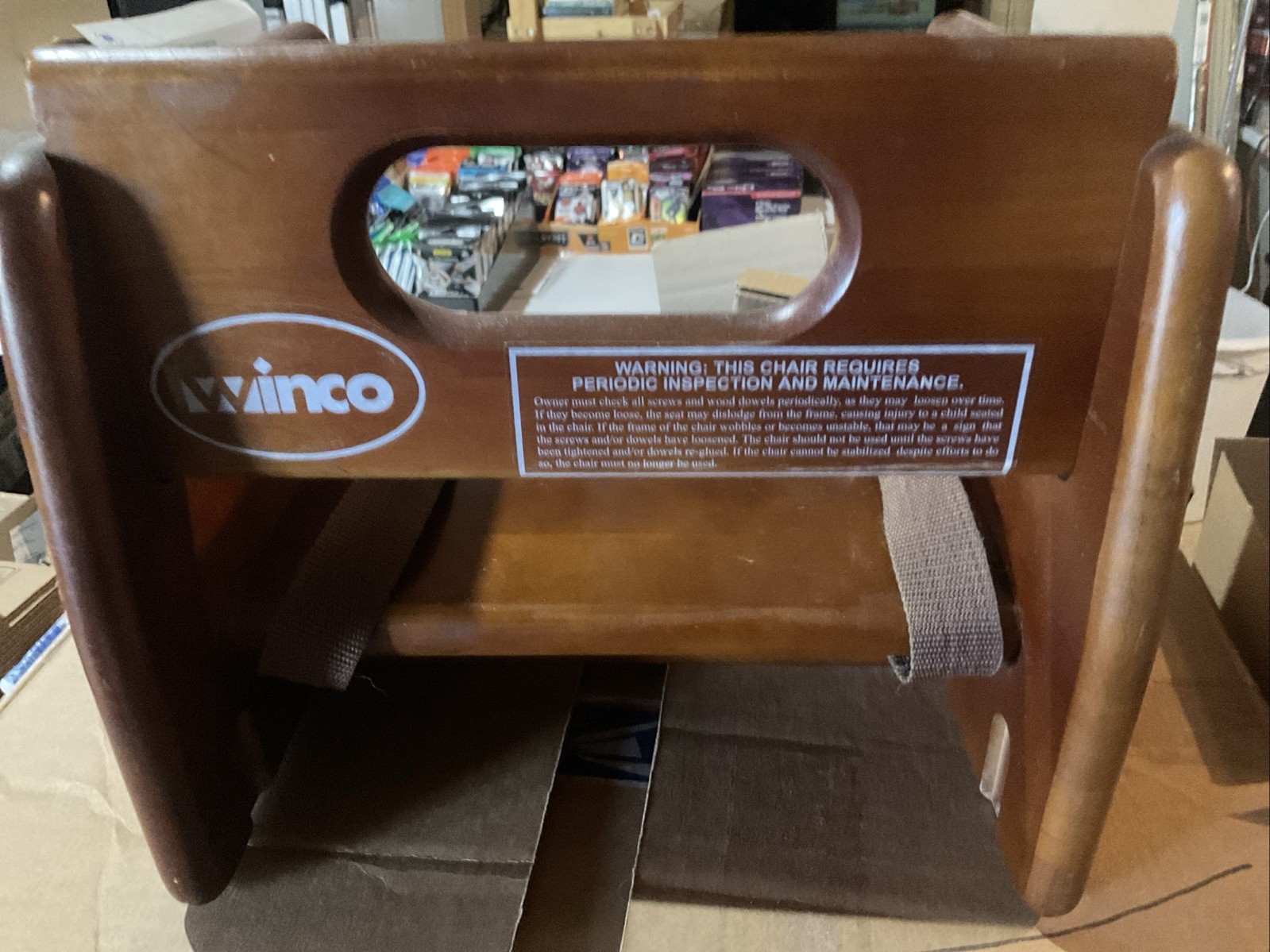 Restaurant Children Booster Seat in Mahogany Wood Finish Commercial USED Read