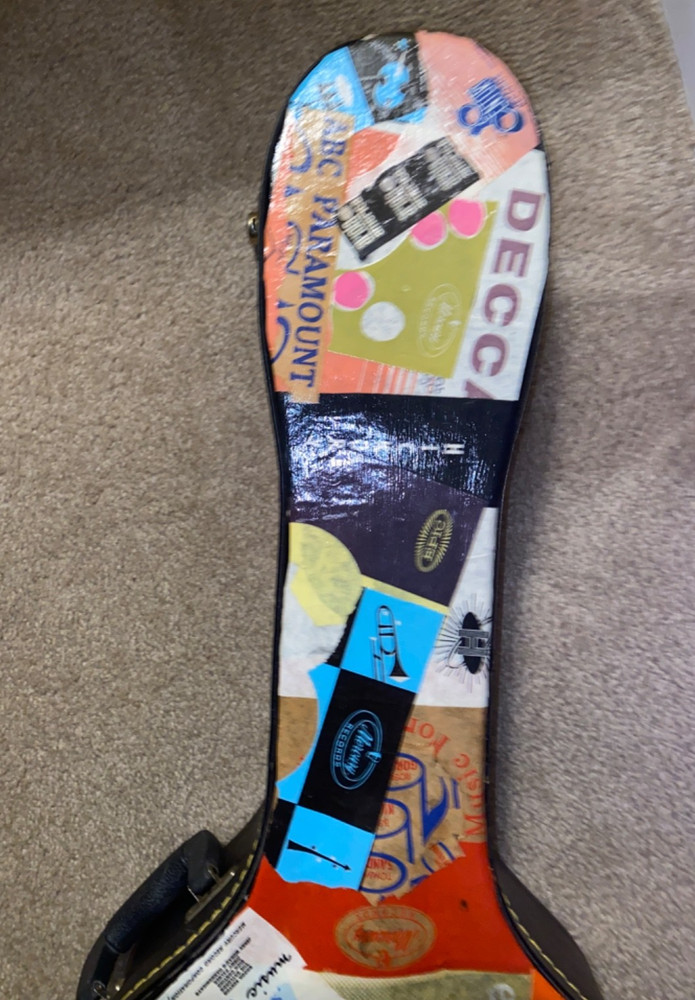 COOL DECOUPAGED PLUSH LINED HARD-SHELL GUITAR CASE HSC