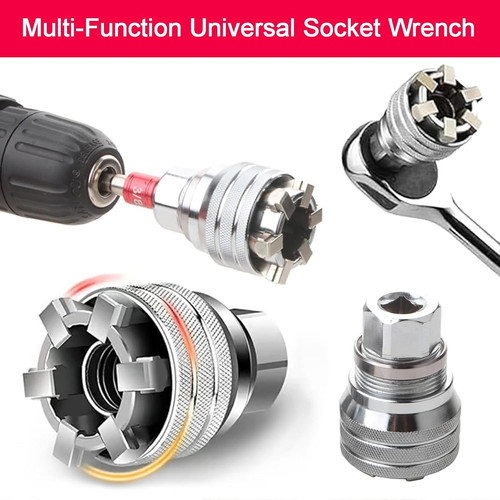 Adjustable Universal Socket Wrench Tool Set - Multi-Function 10mm-19mm Black