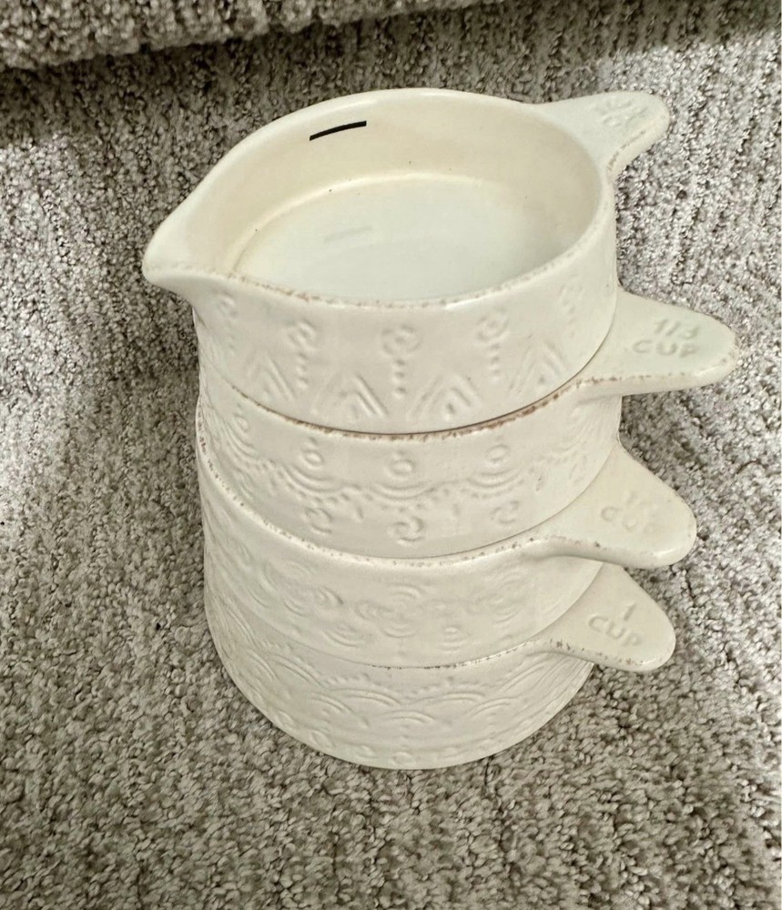 Southern Living Stackable Nesting Ceramic Measuring Cups Cream Color