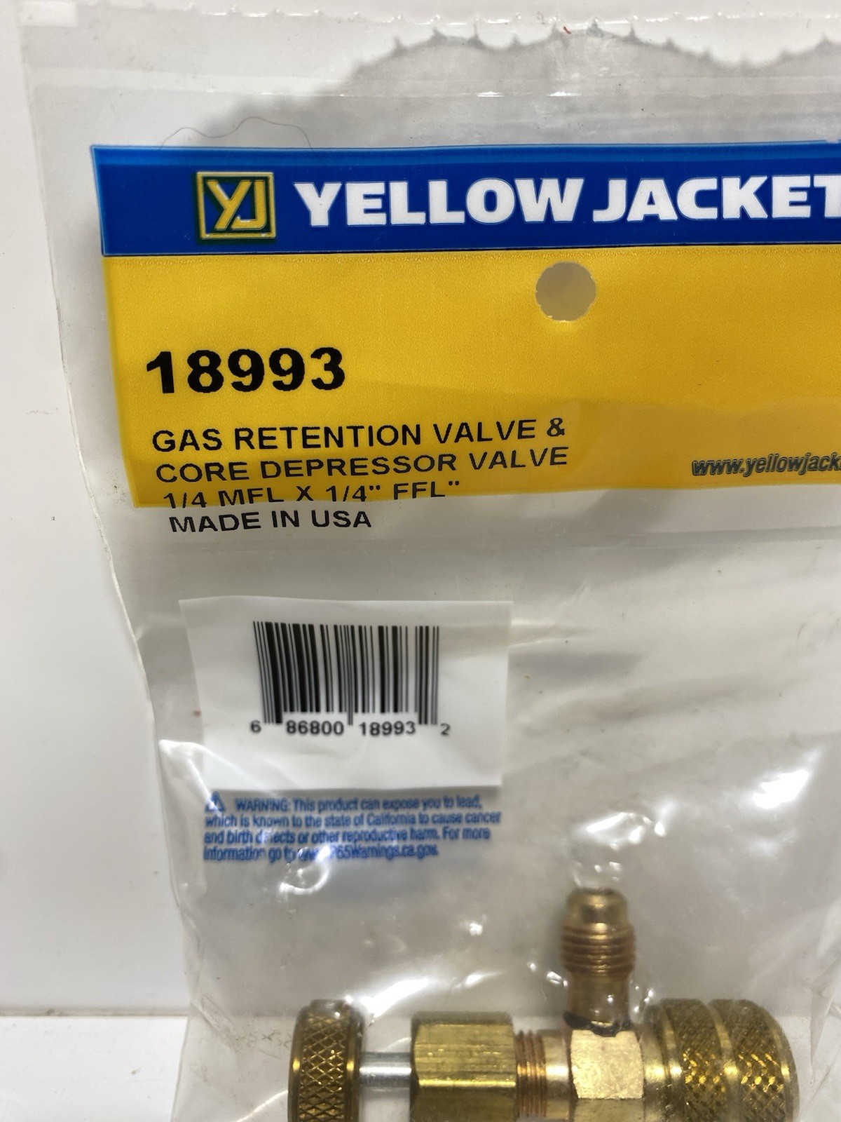 Yellow Jacket 18993 Core Depressor Valve 1/4" MFL x 1/4" FFL
