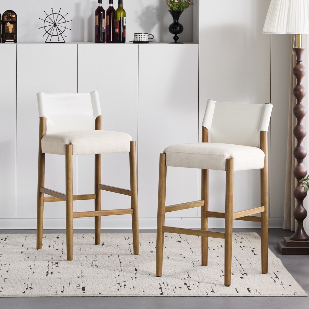 28.5'', Modern Solid Wood Bar Stool with Polyester Cushion - Minimalist