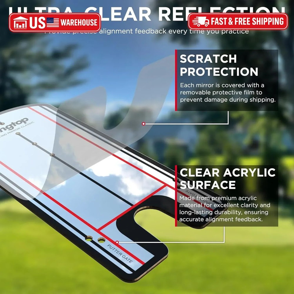 KINGTOP Golf Putting Mirror - Alignment Putting Training Aids for Consistency &