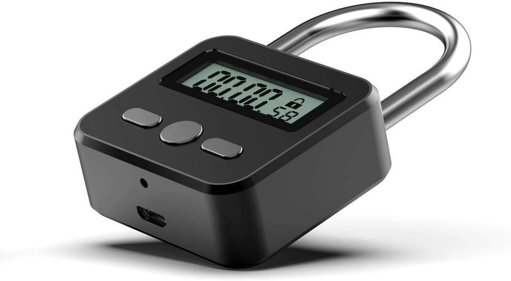 Metal Timer Lock - Electronic Time Padlock with LCD Display - USB Rechargeable