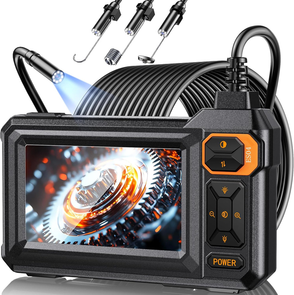 Endoscope Camera with Light, 1920P HD Borescope Inspection Camera with 4.3" IPS