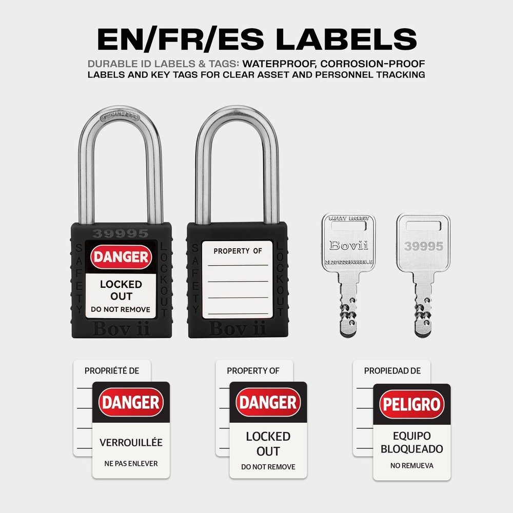 Lockout Tagout Locks Set, 2 Black Lockout Tagout Safety Padlocks Keyed Differ...