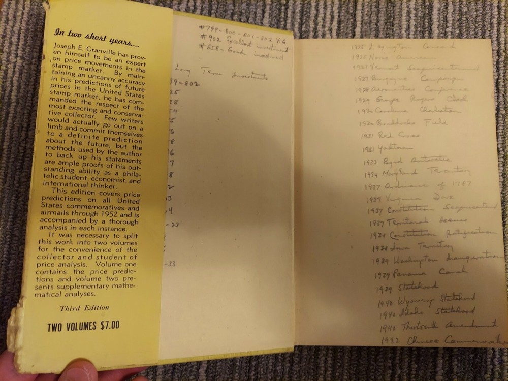 Price Predictions On United States Stamps Vol 1 & 2, By Joseph E. Granville