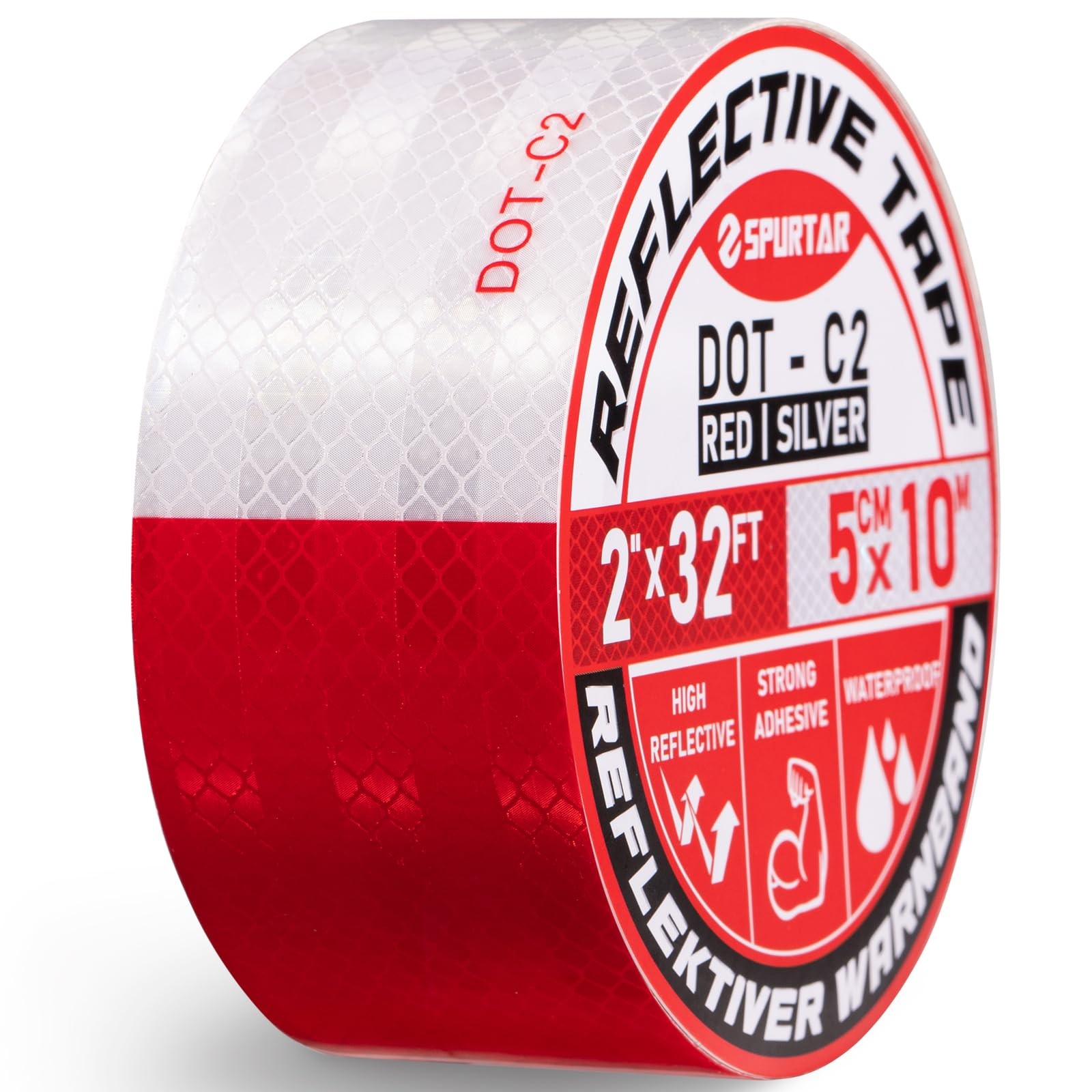 Spurtar Trailer Reflective Tape Outdoor 2"x32ft(5cmx10m), 2"x 32 Ft