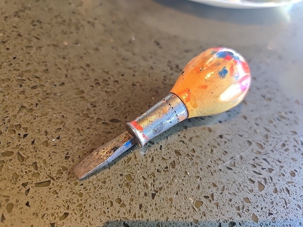 Vintage FULTON Wood Handled "Stubby" Flat-Head Screwdriver 4-1/2" Length