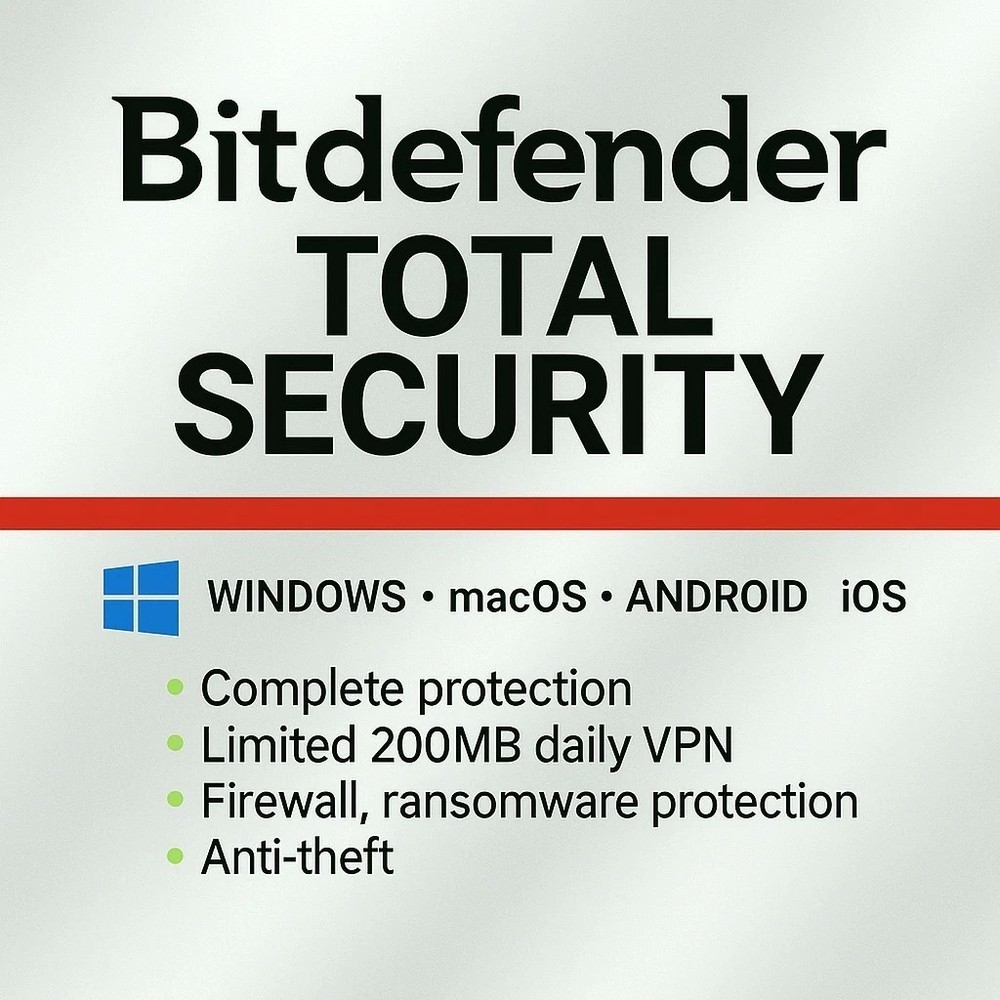 Bitdefender Total Security 2026  3 Years 10 Devices