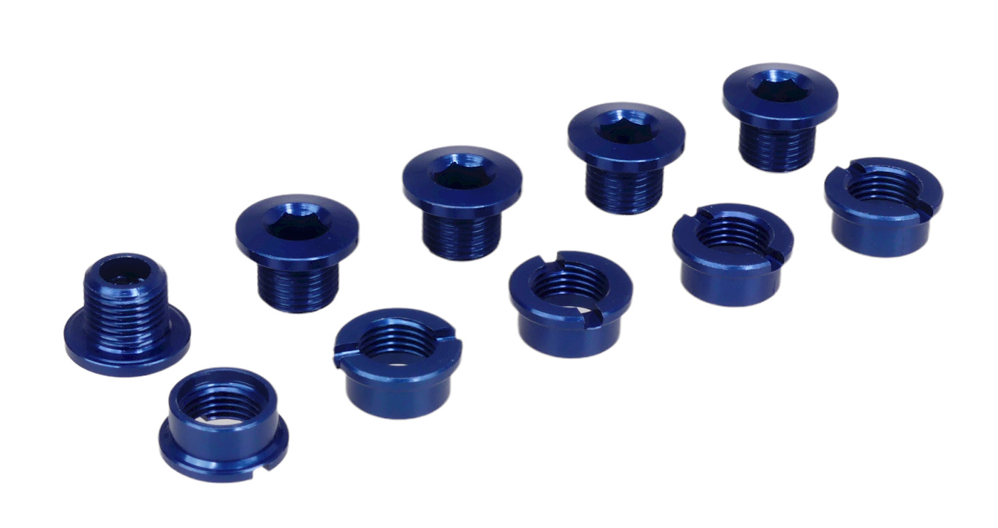 Aluminum alloy BMX bicycle chainring bolts - set of 5 - COBALT BLUE