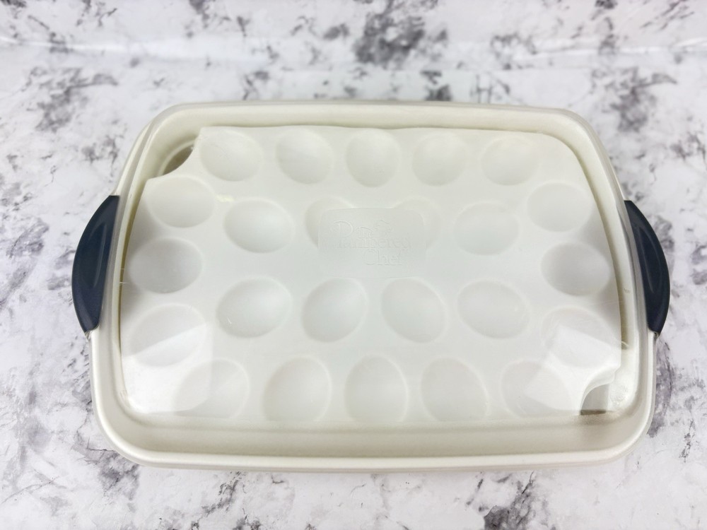 Pampered Chef #2781 Chillzanne Rectangle Server Tray Deviled Egg Veggies Fruit