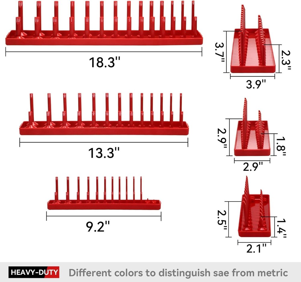 6PC Socket Organizer Tray Set, SAE & Metric Storage