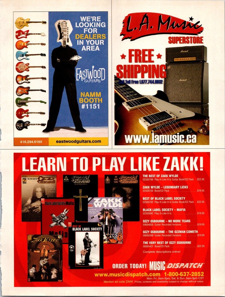 Music Dispatch Original Print Ad Play Like Zakk