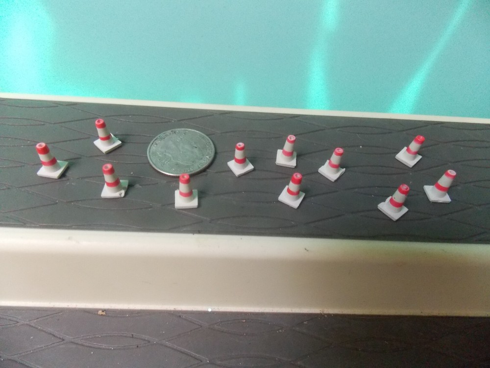 11 Tiny Red/White Traffic Cones 1/4 inch
