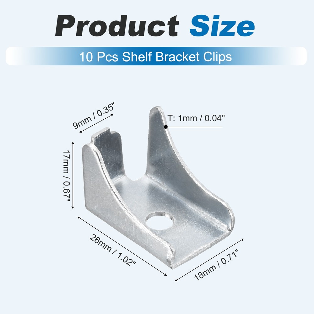 For 10pcs Shelf Clip, 9mm Adjustable Triangle Shaped Clip, Silver