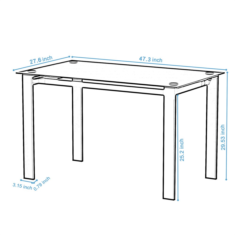 5piece set Modern black dining table,Rectangular table living room kitchen table