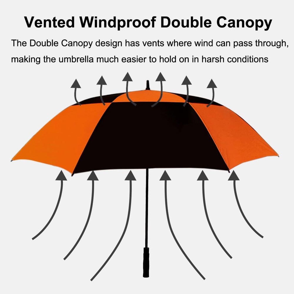 Vented Golf Umbrella 54/62/68 Inch Automatic Extra Large Windproof Oversize S...