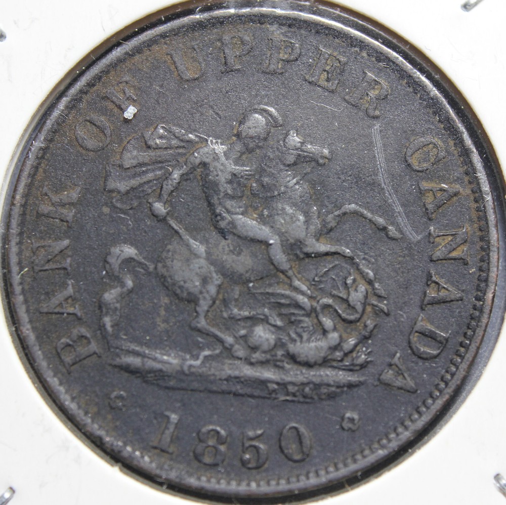 1850 Upper Canada 1/2 Half Penny Token *Breton 720 PC5A