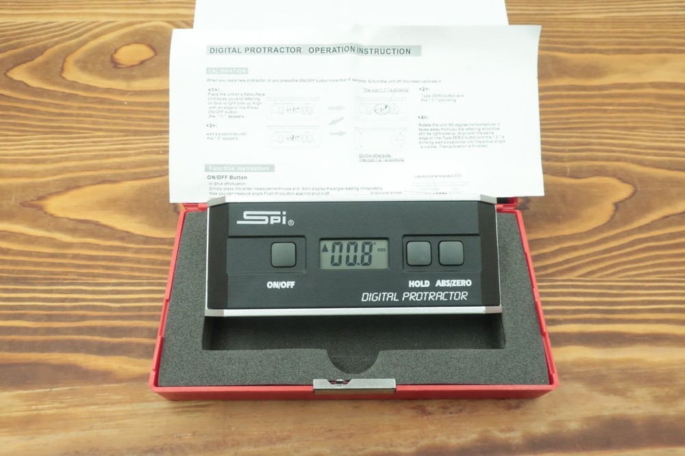 SPI 13-770-3 Digital Protractor with Case and Instructions Excellent