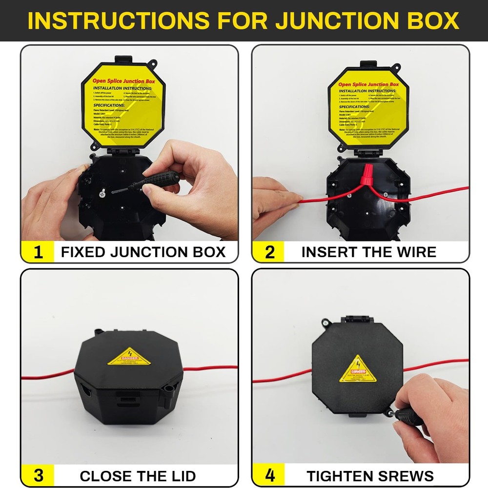 MIARALA Black Open Splice Junction Box (5 Pack),Electrical 5 pack,