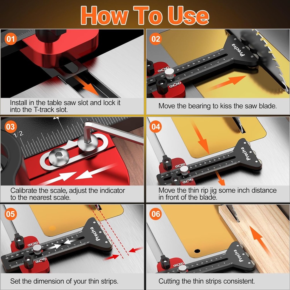 Thin Rip Table Saw Jig - 3 Pulleys Thin Rip Jig for Making Repetitive