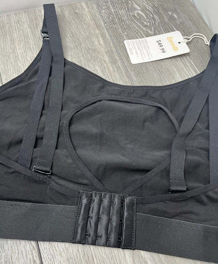 Lupantte Adjustable Strap Nursing Bra, Black Size XL