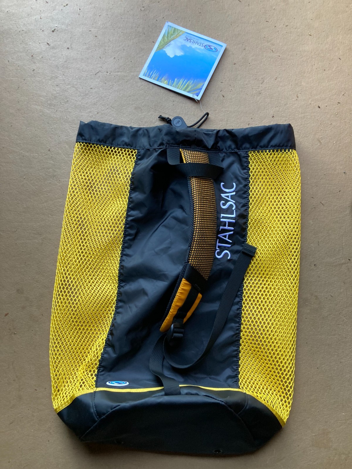 NEW w/ tags Stahlsac BVI mesh gear bag, single strap, yellow for scuba diving