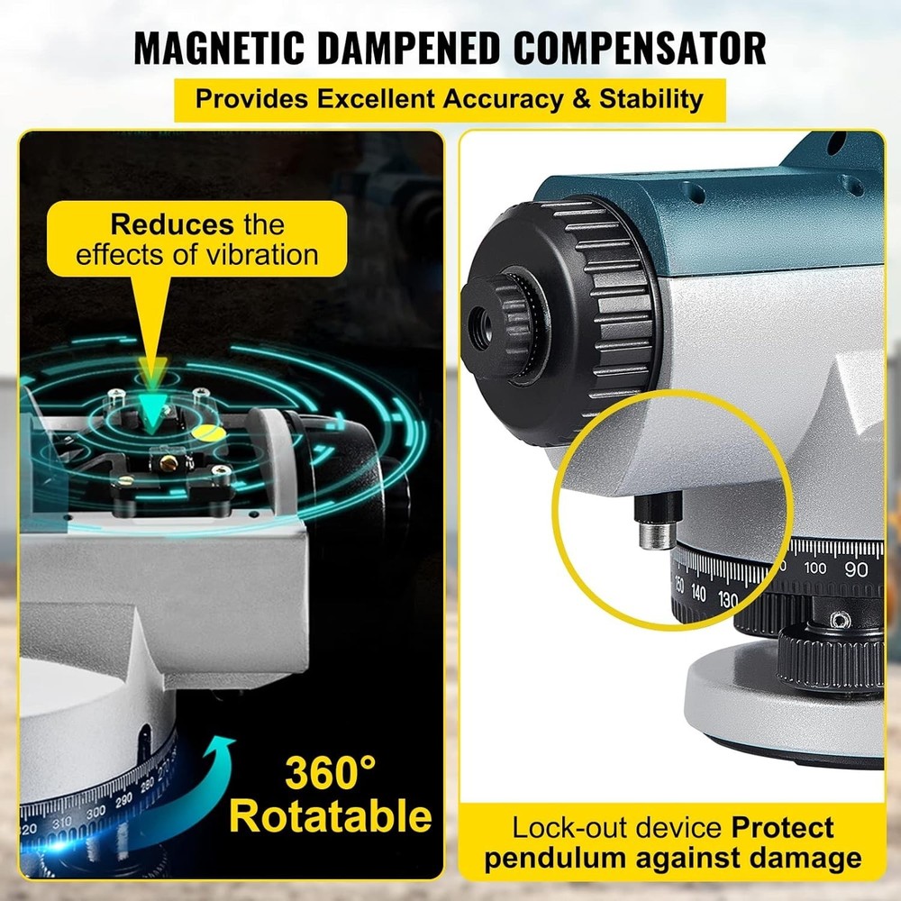 Automatic Transit Level 26X Optical Survey Equipment Auto Level Kit High Precisi